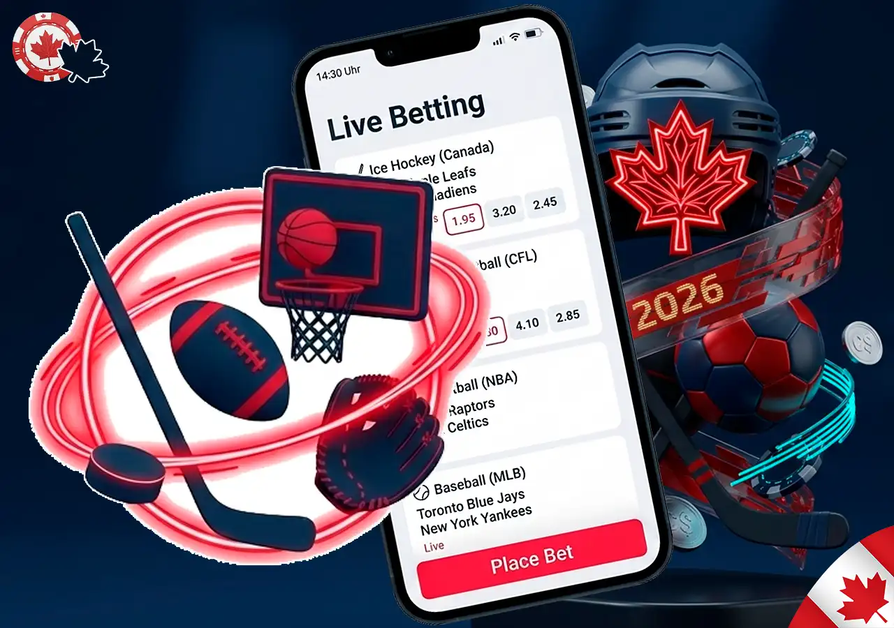 Popular sports for online betting in Canada including NHL, CFL, NBA, and MLB.